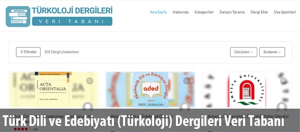 Türk Dili ve Edebiyatı (Türkoloji) Dergileri Veri Tabanı