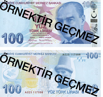 Yeni 100 TL ön ve arka yüzü
